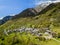 Aerial image of the Swiss mountain village Soglio.