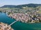 Aerial image of Swiss old town Stein am Rhein