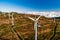 Aerial image of wind turbines Madeira Portugal