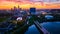 Aerial Indianapolis Skyline at Sunrise with River Reflection