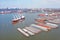 Aerial from industry in the Rotterdam harbor in the Netherlands