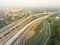 Aerial Interstate I-10, North I-45 Freeway stack interchange Nor