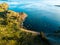 Aerial of Island of the sun at lake Titicaca in Bolivia