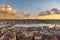 Aerial Istanbul Sunset Panorama to Golden Horn and Galata district