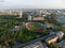 Aerial Kharkiv city center cityscape with stadium