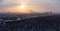 Aerial Kharkiv city, Pavlove Pole at winter sunset