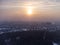 Aerial Kharkiv city, Pavlove Pole at winter sunset