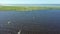 Aerial from kite surfing on the Lauwersmeer in Friesland the Netherlands