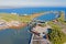 Aerial from Kronwerderzand at the Afsluitdijk the Netherlands