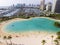 Aerial of Lagoon on the island of Oahu in Honolulu, Hawaii