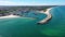 Aerial landscape of the beach in Wladyslawowo by the Baltic Sea at summer.