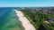 Aerial landscape of the beach in Wladyslawowo by the Baltic Sea at summer.