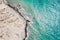 Aerial landscape of blue rocky coast. Mediterranean sea.