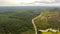 Aerial landscape of Borneo Forest and palm tree plantation.