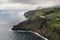 Aerial landscape from the Farol do Arnel lighthouse on the eastcoast of SÃ£o Miguel island near Nordeste village