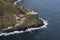 Aerial landscape from the Farol do Arnel lighthouse on the eastcoast of SÃ£o Miguel island near Nordeste village