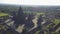 Aerial landscape footage of Prambanan temple complex