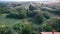 Aerial Landscape of forests fields and houses