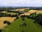 Aerial landscape of the green farmlands