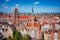 Aerial landscape of the Main Town of Gdansk at spring, Poland