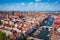 Aerial landscape of the Main Town of Gdansk at spring, Poland