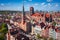 Aerial landscape of the Main Town of Gdansk at spring, Poland