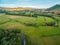 Aerial landscape of meadows and pastures of Mitta Mitta Valley n