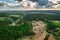 Aerial landscape of Radunia rive meanders and Kashubian forests, Poland