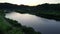 Aerial landscape of river at sunset