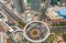 Aerial landscape on roundabout and skyscrapers in Pudong, Shanghai, China