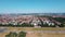 Aerial landscape of Schillerkiez residential neighborhood near Tempelhof park in Berlin Germany