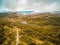 Aerial landscape of Snowy Mountains at Kosciuszko National Park, Australian Alps. Australia