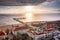 Aerial landscape of Sopot at Baltic sea with the wooden pier - Molo, Poland