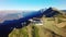 Aerial landscape view of Caucasus Mountains in summer in Sochi ski resort in Russia