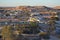 Aerial landscape view of Coober Pedy town in South Australia