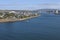 Aerial landscape view of Mersey River and Devonport city Tasmania Australia
