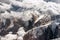 Aerial landscape view of the mountain range peaks