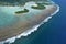 Aerial landscape view of Muri Lagoon in Rarotonga Cook Islands