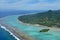 Aerial landscape view of Muri Lagoon in Rarotonga Cook Islands