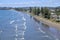 Aerial landscape view of Orewa Beach Auckland New Zealand