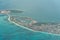 Aerial Landscape view of tip of Varadero Peninsula with a long tropical beach , Cayo Buba and harbor \\\