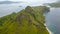 Aerial Landscape view from the top of Padar island in Komodo islands Flores Indonesia.