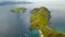 Aerial Landscape view from the top of Padar island in Komodo islands Flores Indonesia.