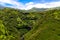 Aerial landscape view of waterfalls and streams, Kauai
