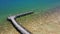 Aerial landscape view of a wooden timber observation walkway at Lake Clifton Thrombolites