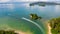 Aerial landscapes view estuary pier Phang Nga Province Thailand