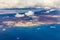 Aerial of Lanzarote with volcanoes