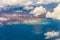 Aerial of Lanzarote with volcanoes