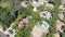 Aerial of large expensive mansion with swimming pool in South California