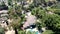 Aerial of large expensive mansion with swimming pool in South California